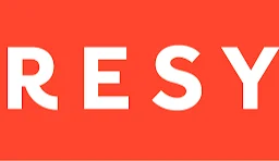 Logo of a restaurant with the name 'Resy' on a vibrant orange background.