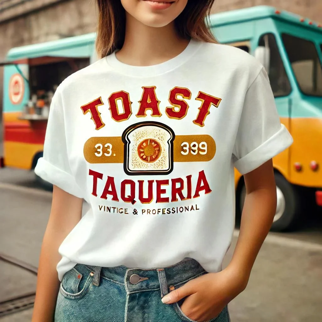 Person wearing a vintage Toast Taqueria t-shirt