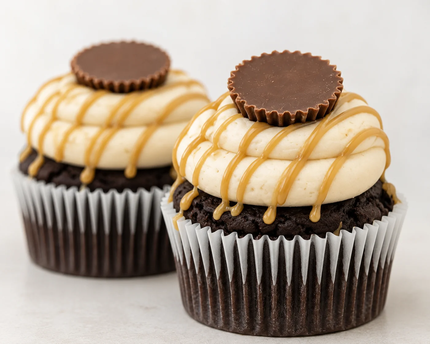 Decadent chocolate cupcakes with peanut butter frosting
