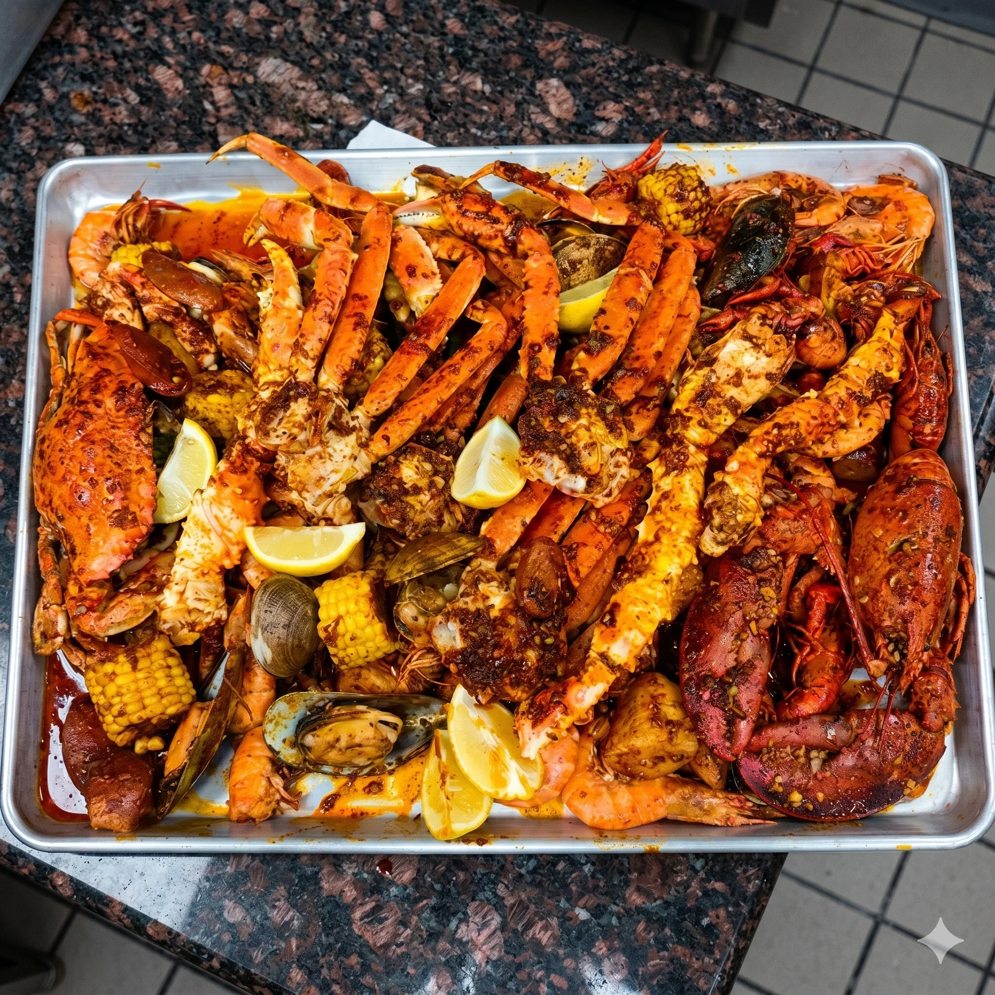 A beautifully arranged plate of gourmet food with vibrant colors and textures.