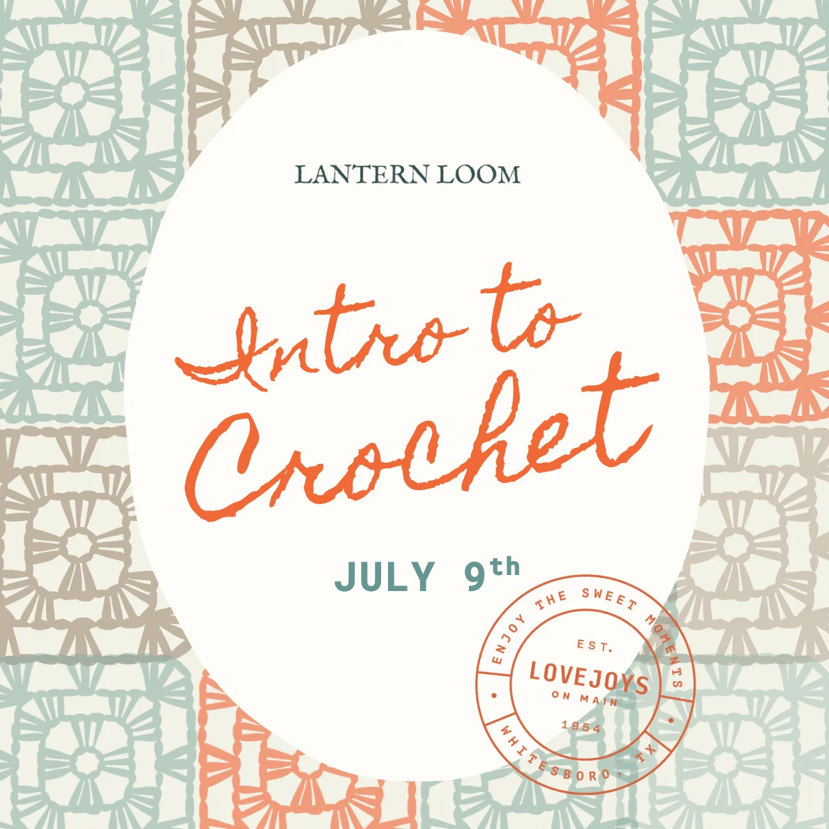 Crochet book cover featuring colorful patterns and title