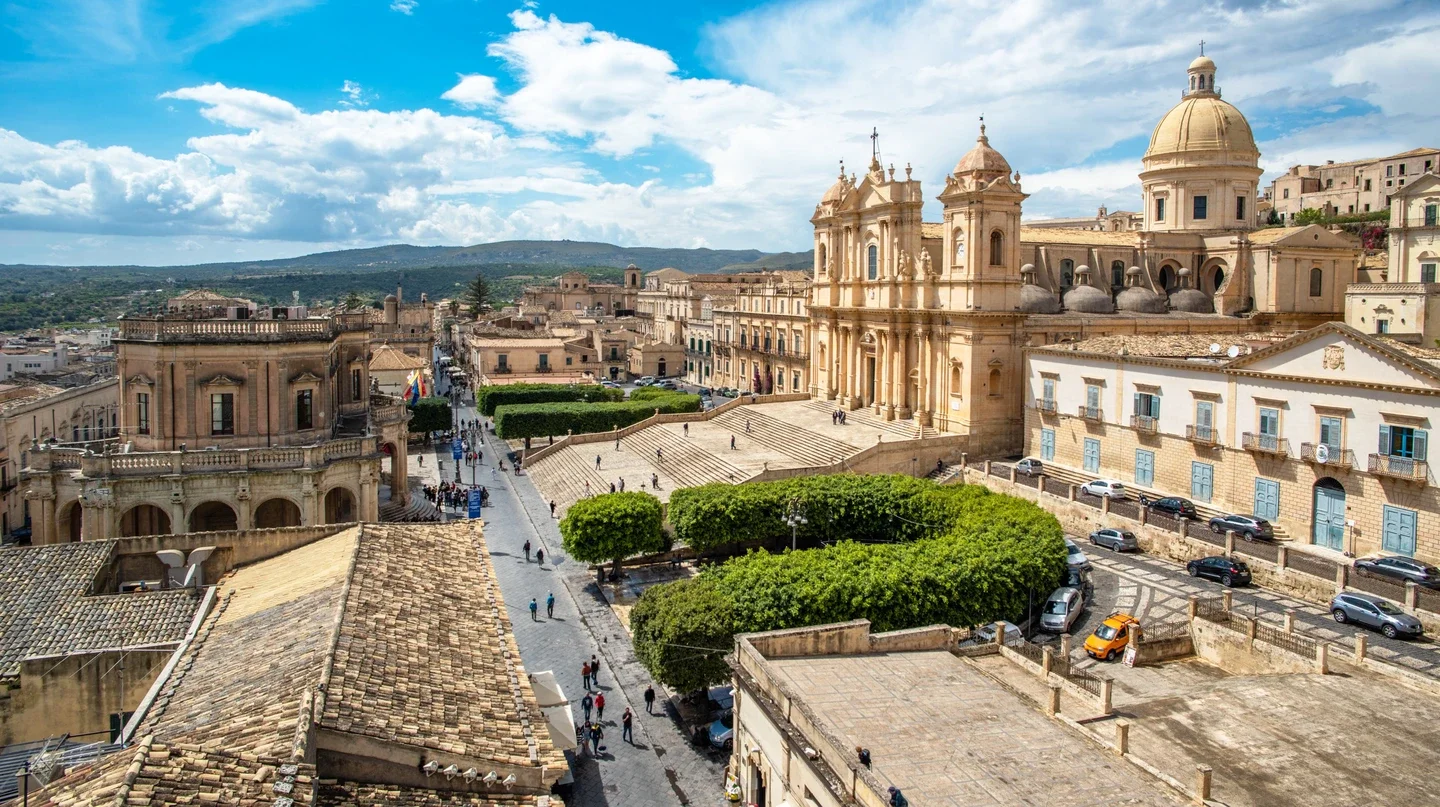 Scenic view of historic Noto, Sicily with baroque architecture