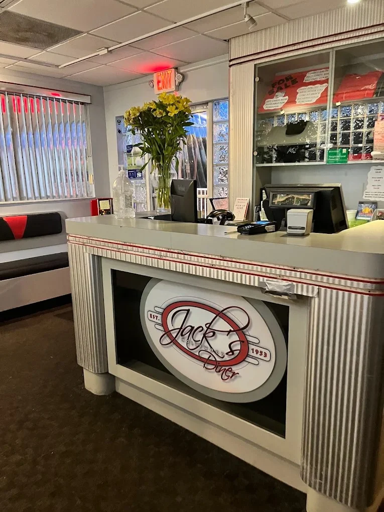 Front counter inside Jack's Hollywood Diner, serving guests in Hollywood, Florida.