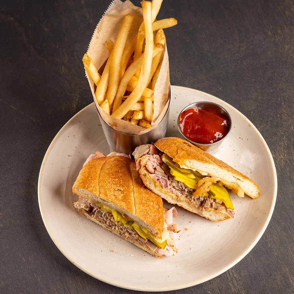 sandwich and fries