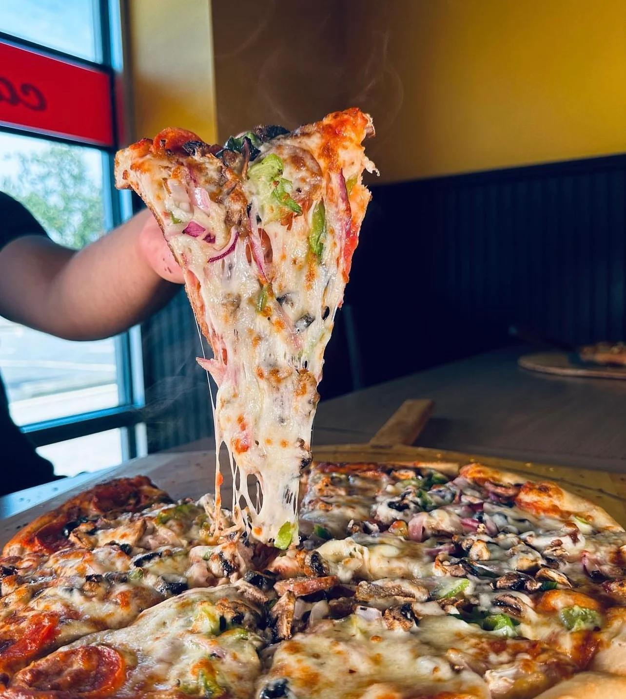 Cheesy pepperoni pizza with fresh toppings