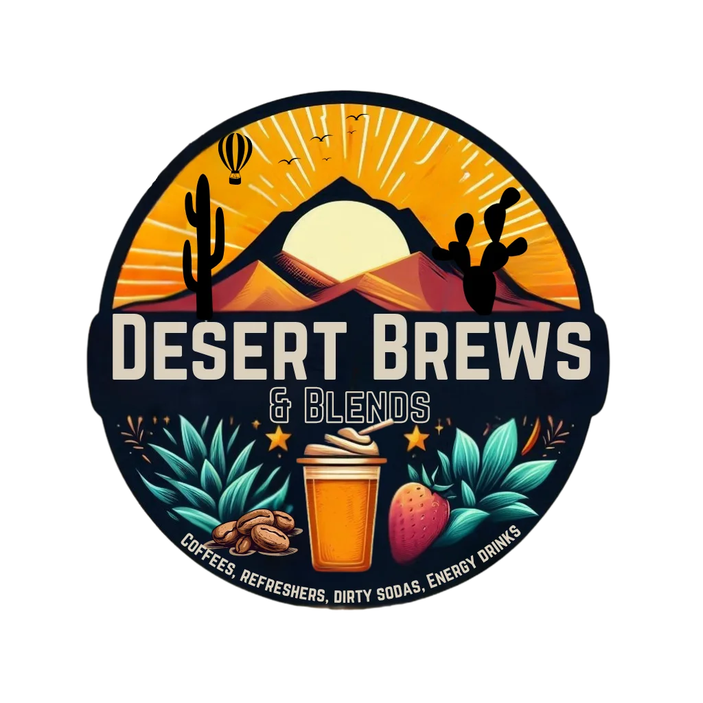 Logo for Desert Brews & Blends featuring coffee and slushies
