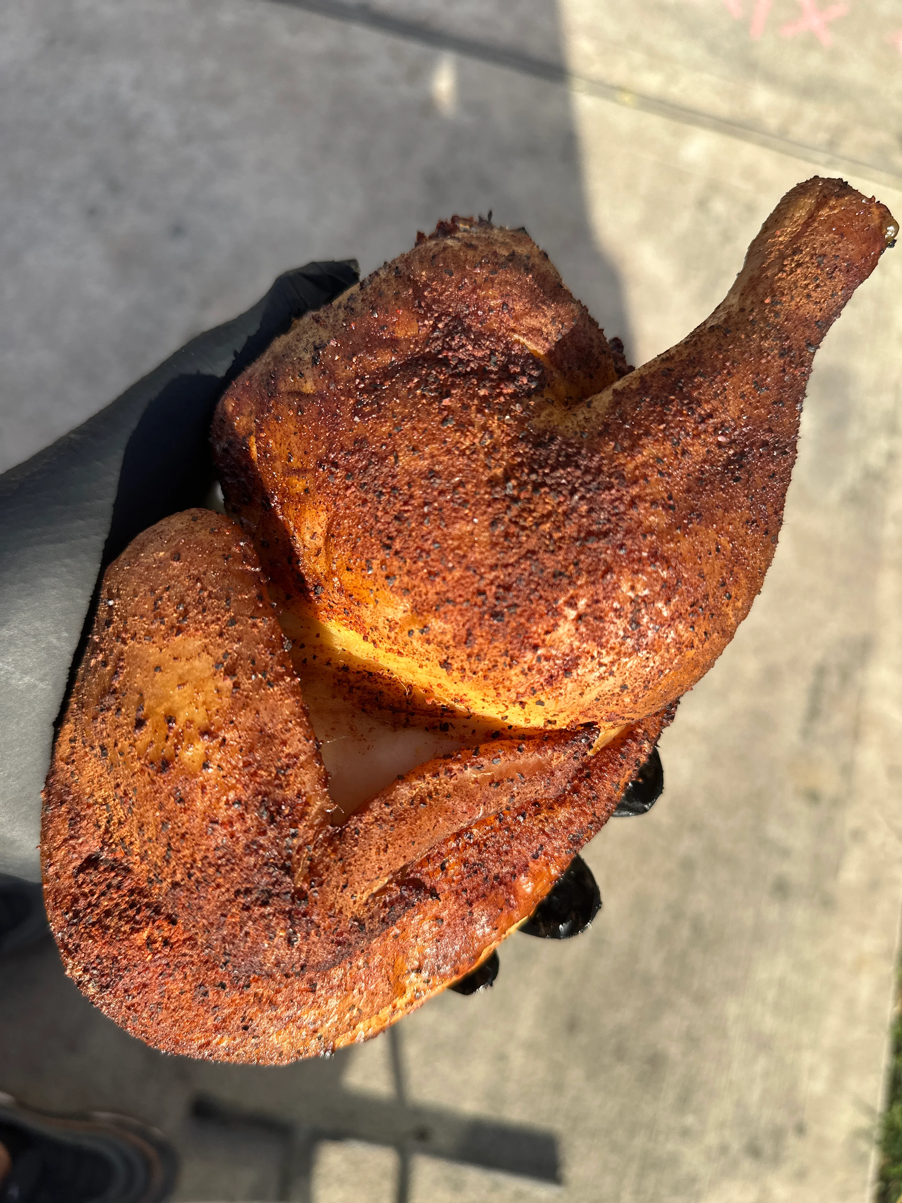 Smoky Southern-style BBQ chicken leg quarter