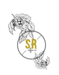 Stylized logo of SR Coffee Co. featuring coffee plant illustration