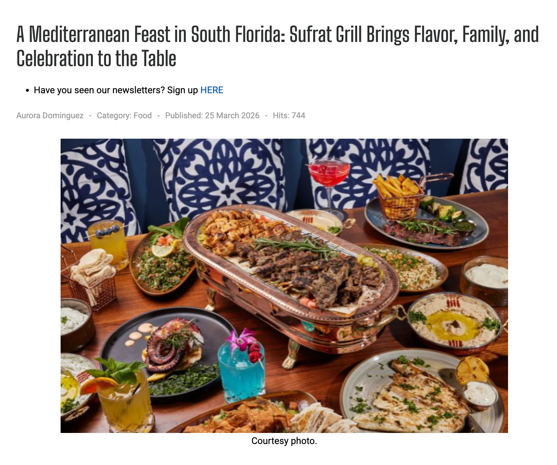 A Mediterranean Feast in South Florida: Sufrat Grill Brings Flavor, Family, and Celebration to the Table