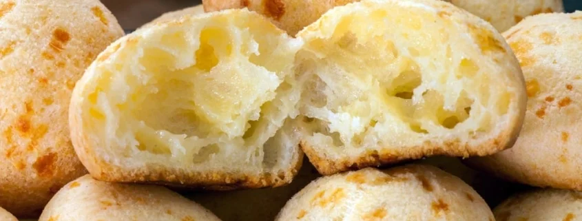 Freshly baked Brazilian cheese bread, warm and fluffy
