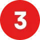 Red circular number three icon