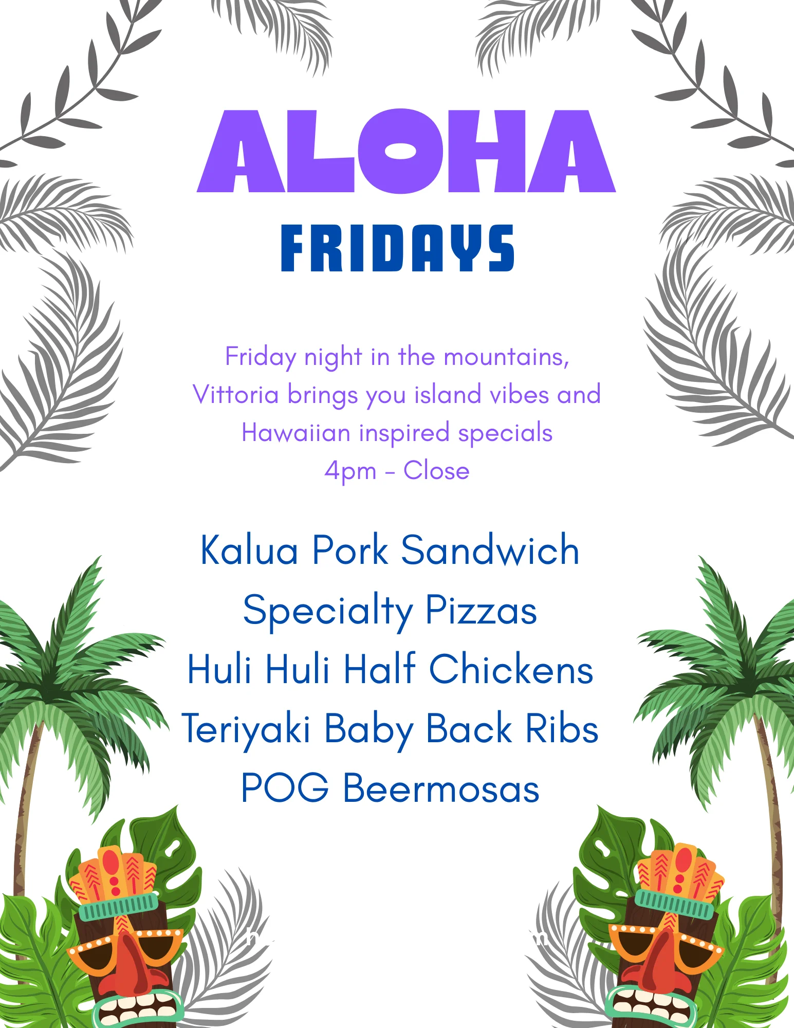 Promotional graphic for May events at the restaurant.