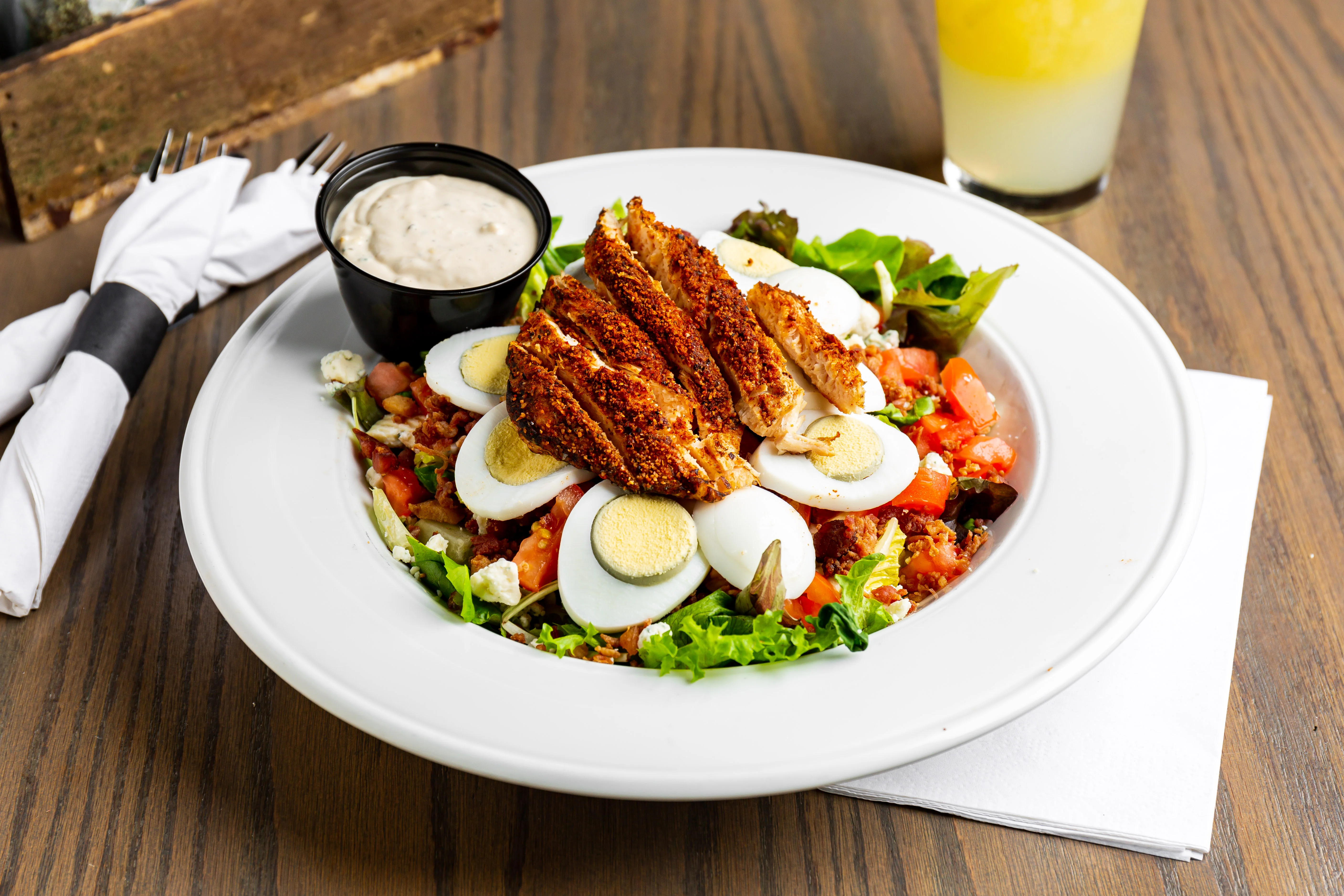 Cajun chicken salad with hard-boiled eggs