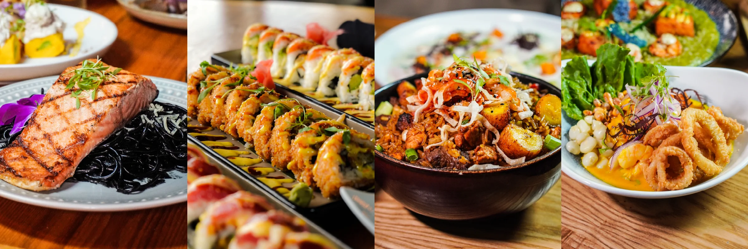 Grilled octopus with vegetables on a sizzling platter.