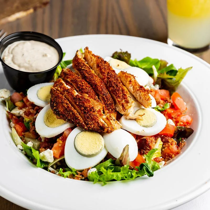 Cajun chicken salad with hard-boiled eggs and ranch dressing