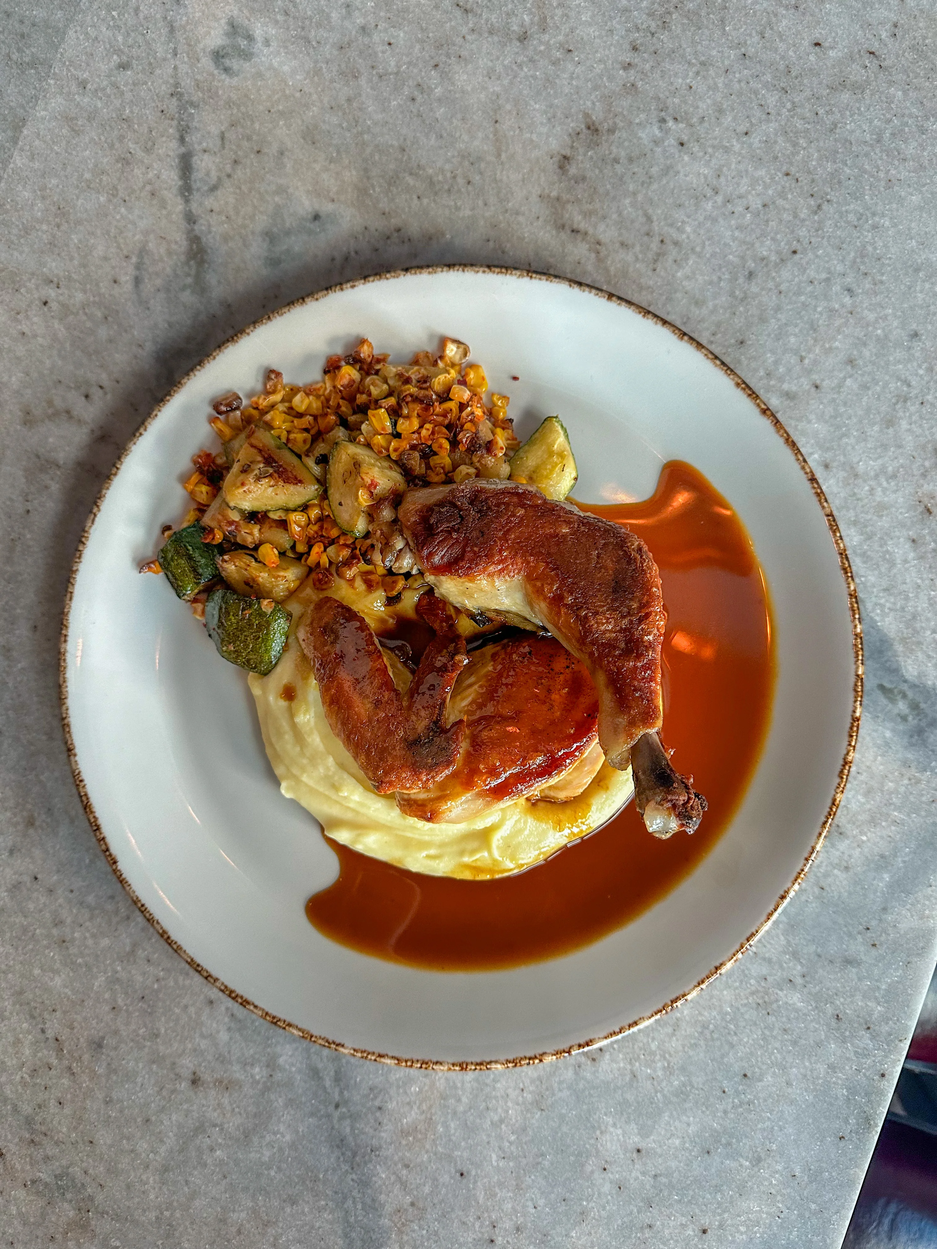 Herb-roasted chicken with creamy mashed potatoes