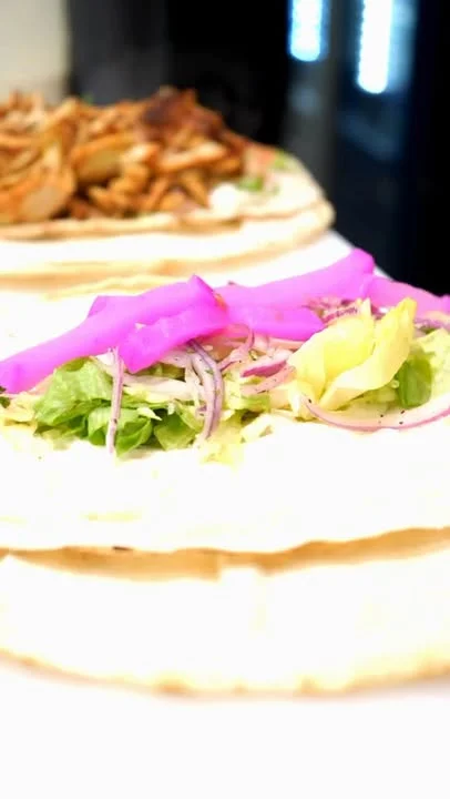 Delicious shawarma wrap with fresh vegetables
