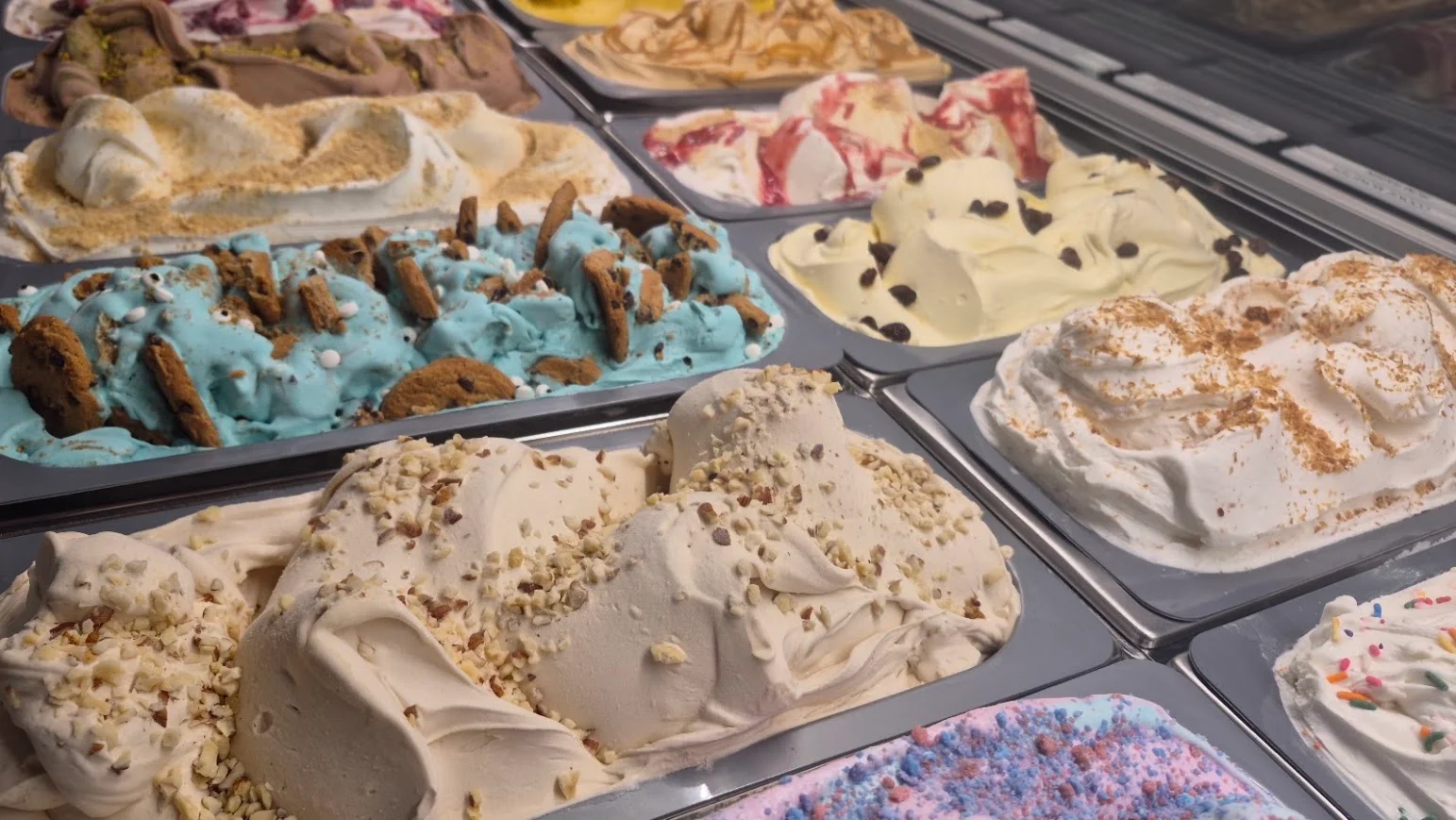 gelato display, ice cream