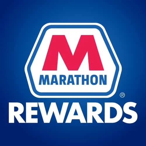 Marathon Rewards logo on a blue background
