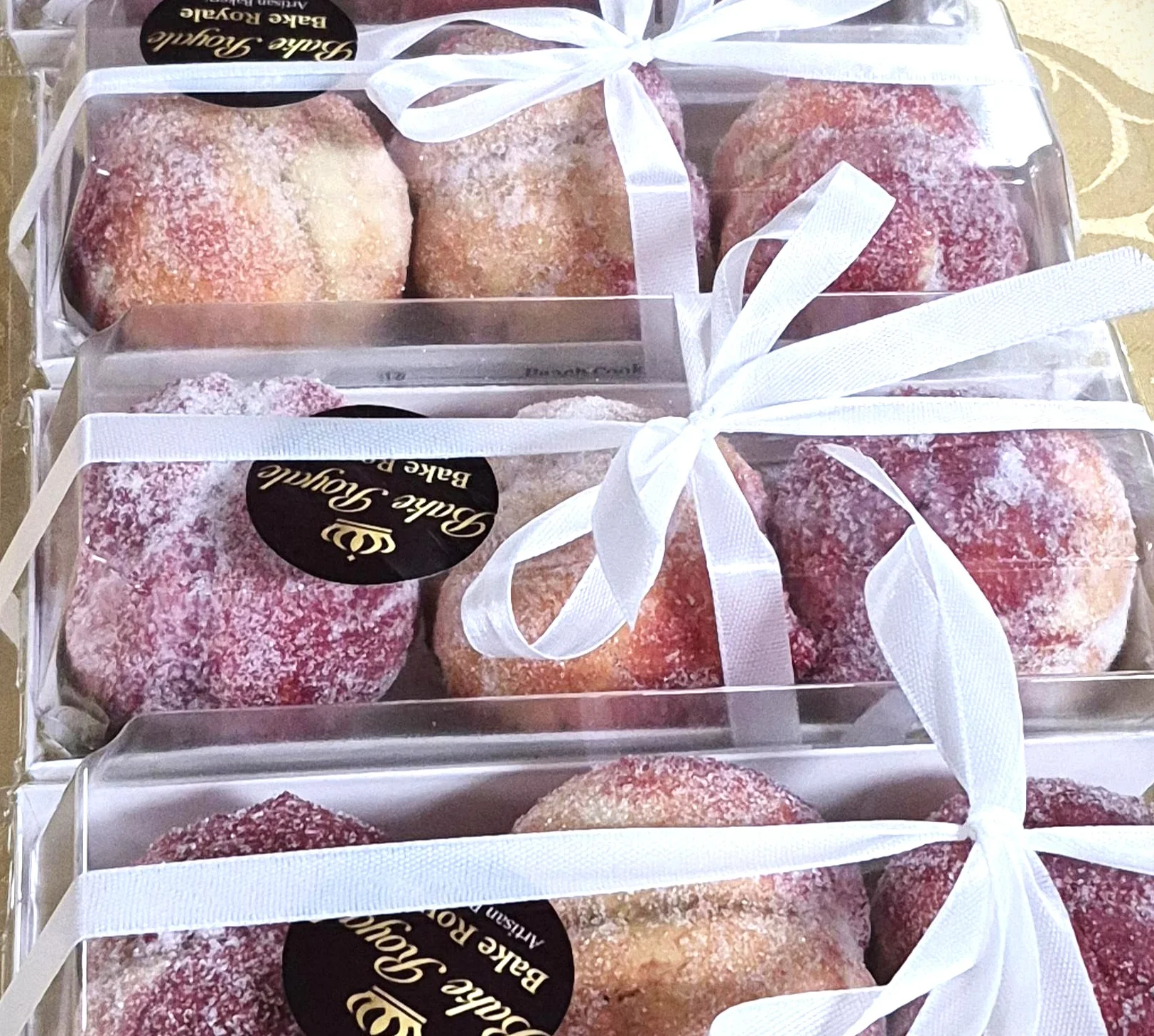 Italian peach-shaped cookies in elegant packaging