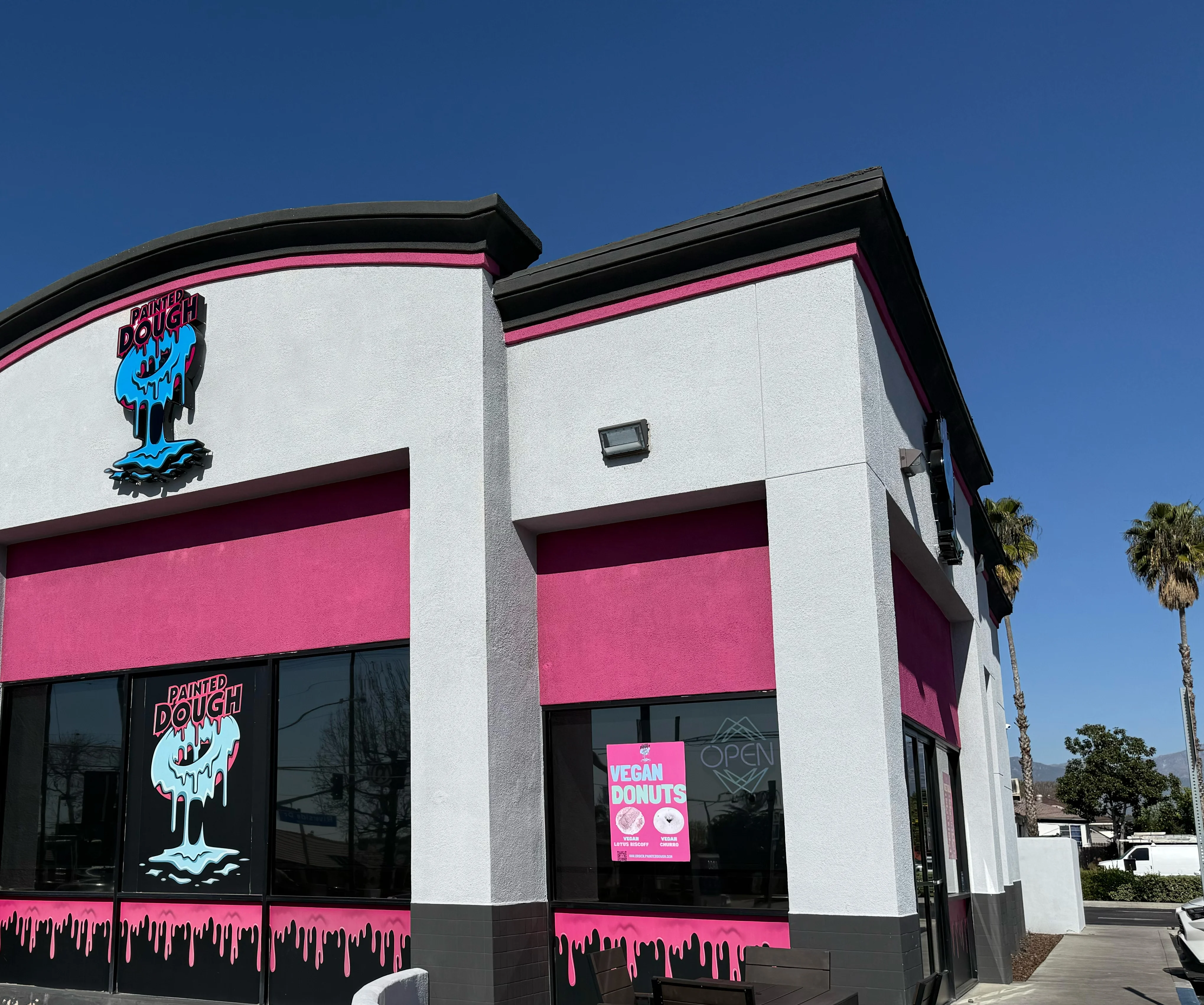 Painted Dough sign with street view of Chino, CA location