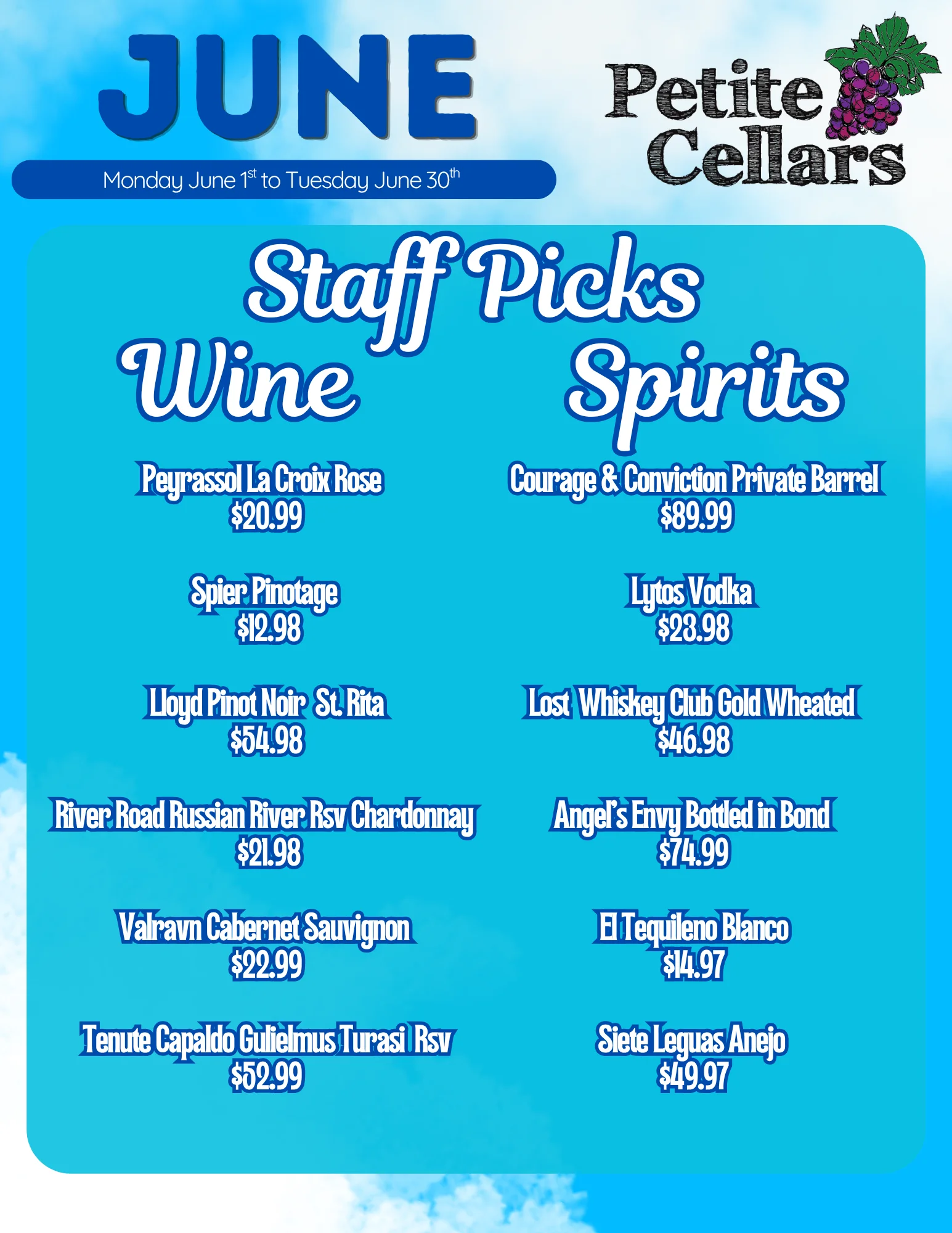 Wine and spirits staff picks for June at Petite Cellars