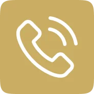 Icon of a telephone with sound waves, representing contact options.
