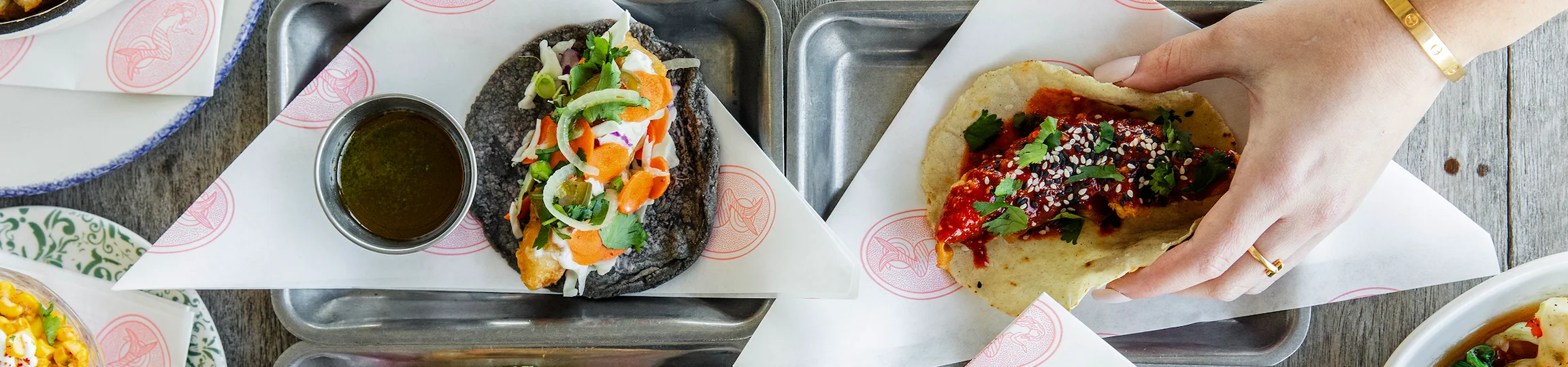 Colorful Mexican tacos with vibrant toppings