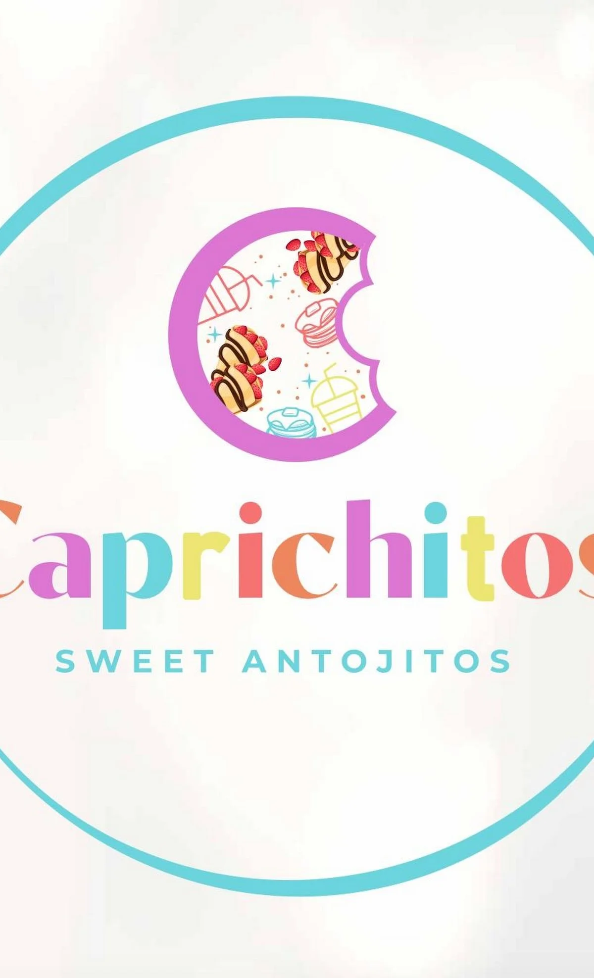 Colorful logo for Caprichitos Sweet Antojitos featuring desserts and treats
