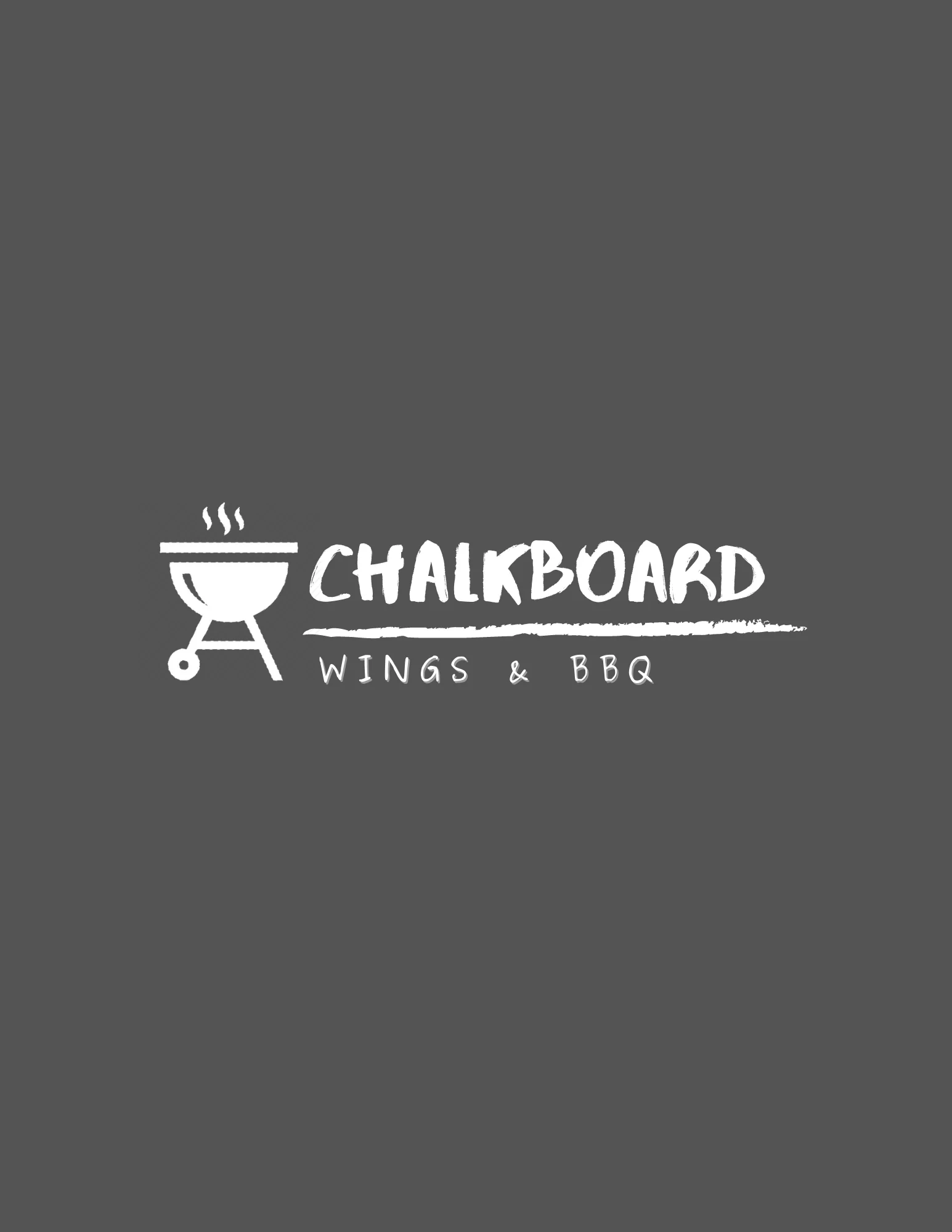 Chalkboard logo for a wings and BBQ restaurant