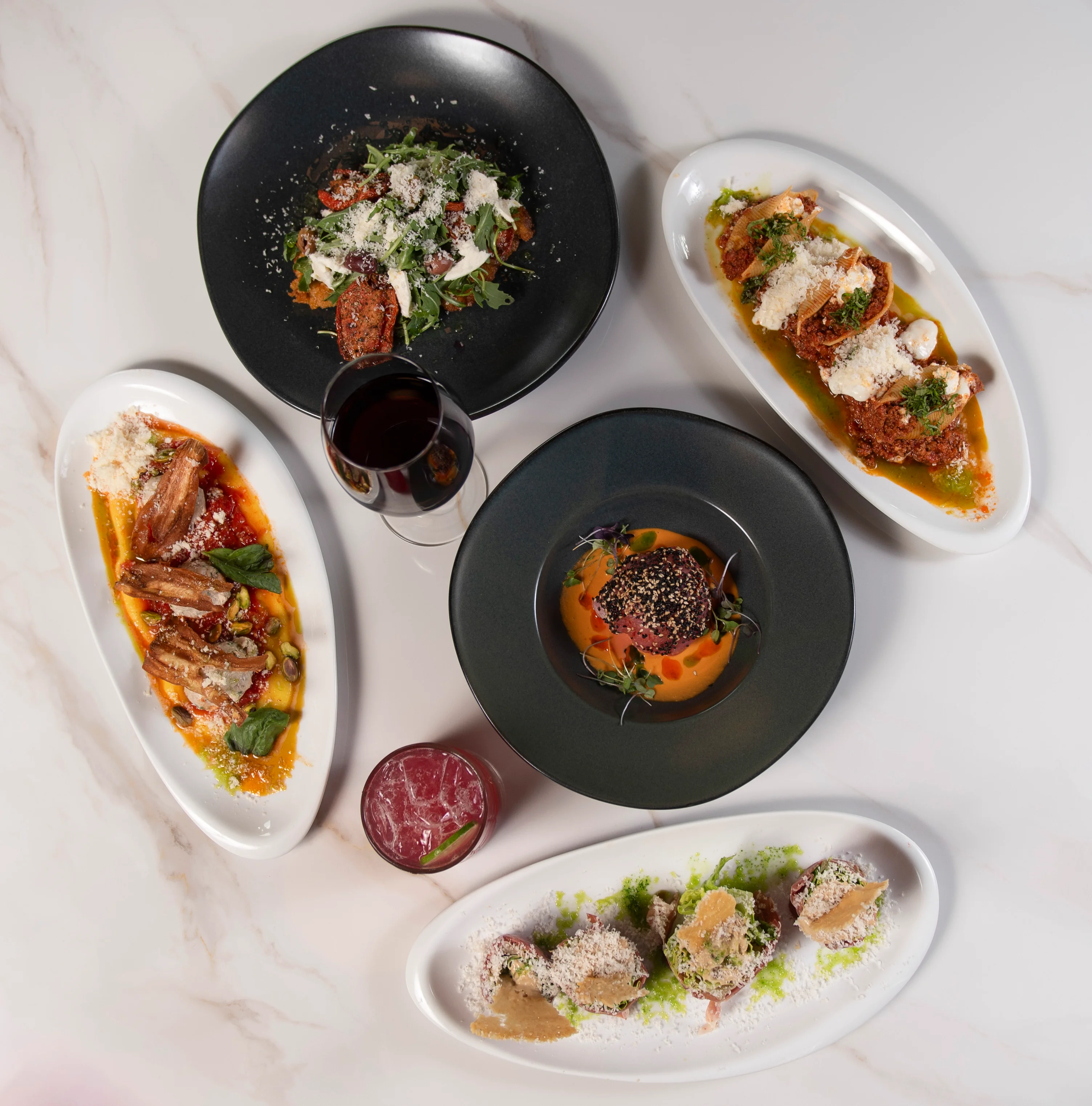A table full of delicious, authentic Italian cuisine