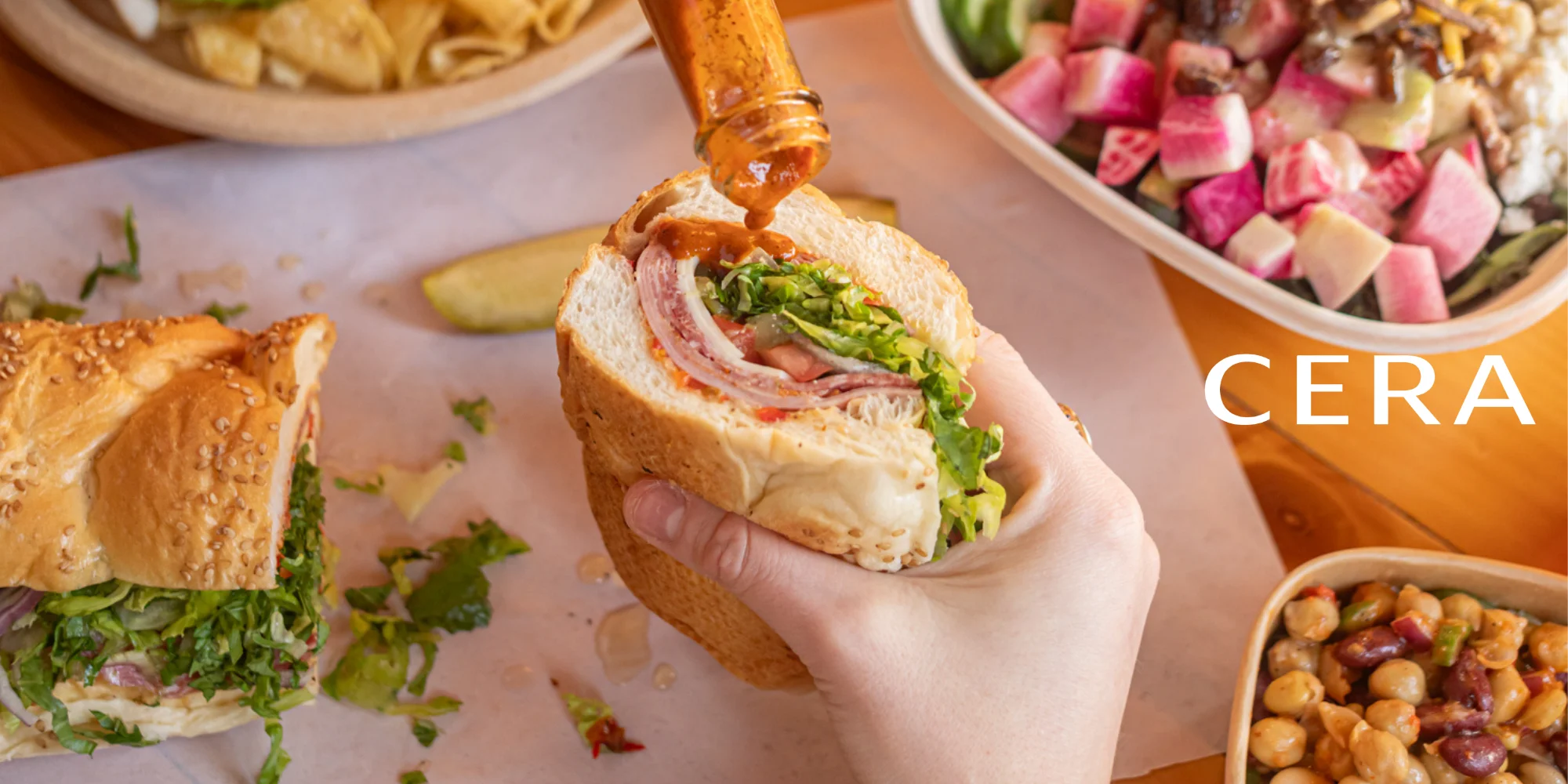 Italian sub sandwich with fresh greens