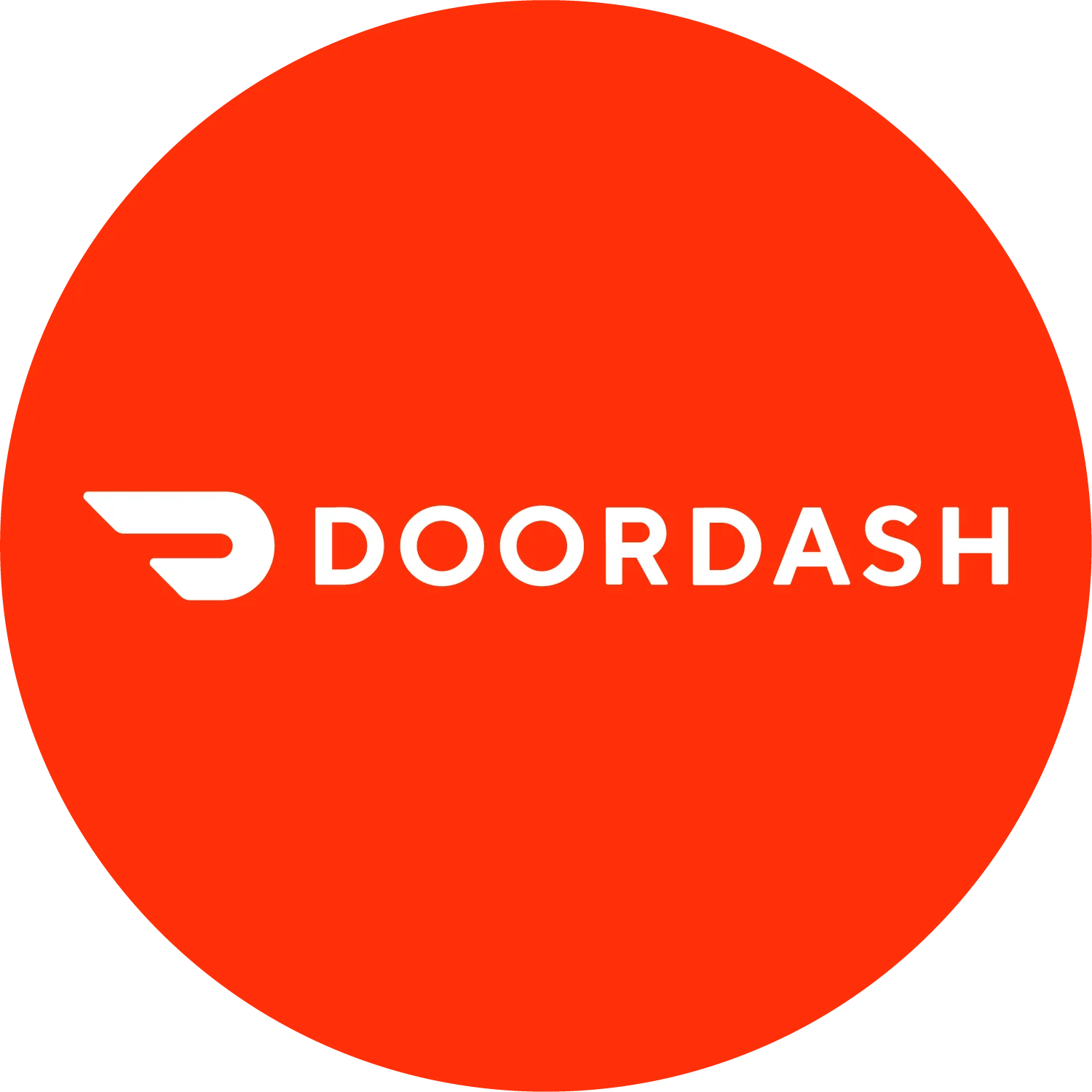 DoorDash logo on a vibrant red background
