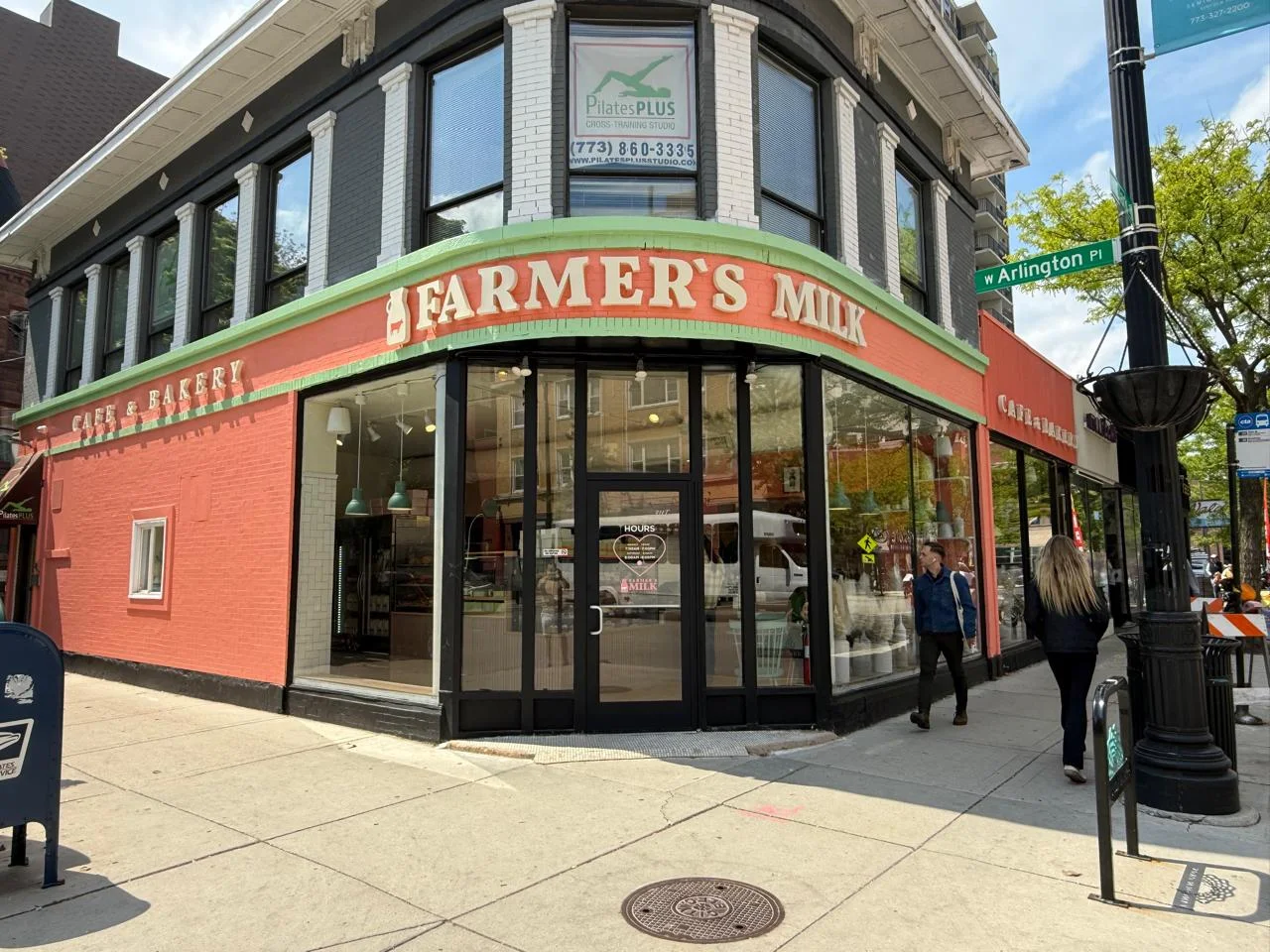 Charming café and bakery exterior with vibrant signage