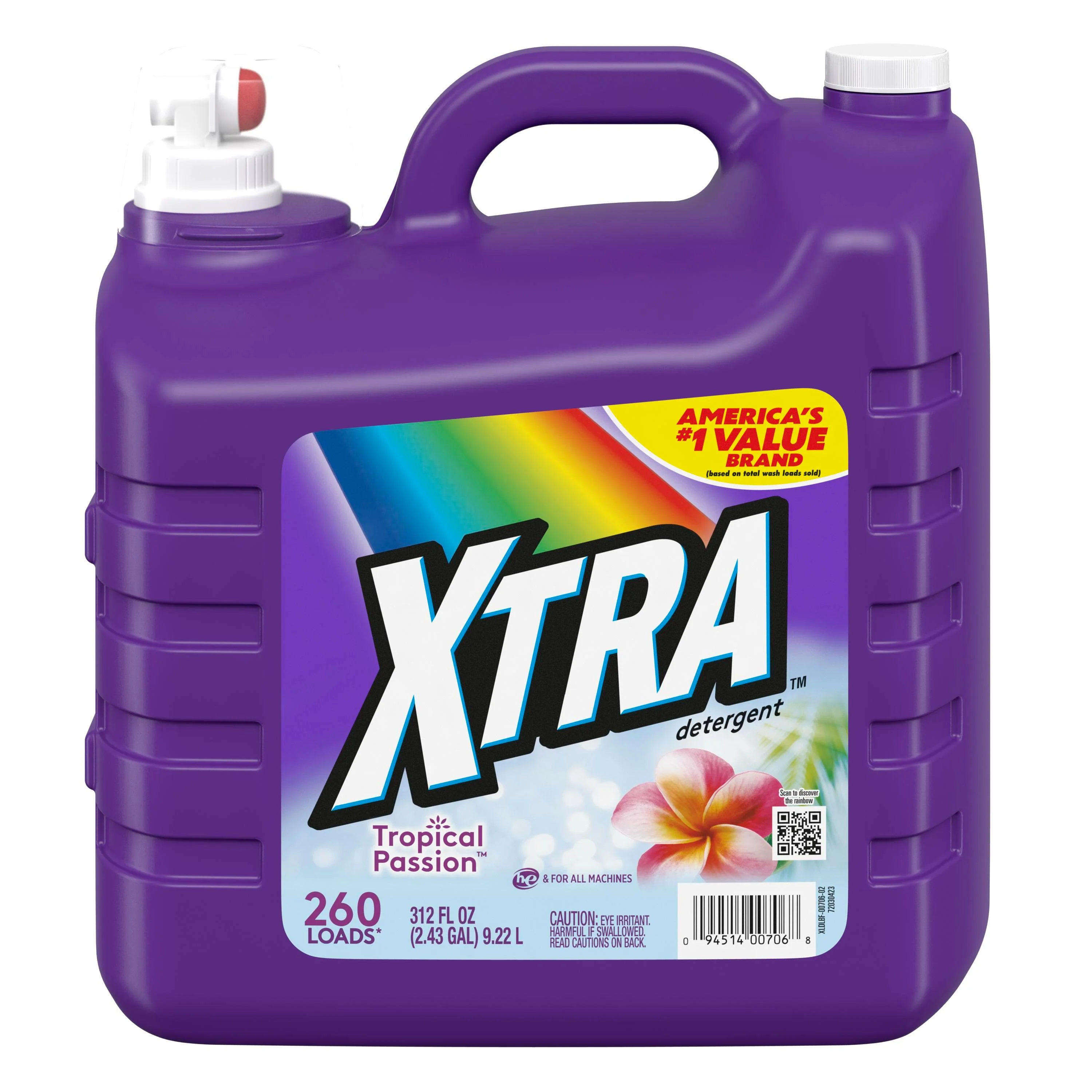 Xtra Tropical Passion, 260 Loads Liquid Laundry Detergent, 312 fl oz