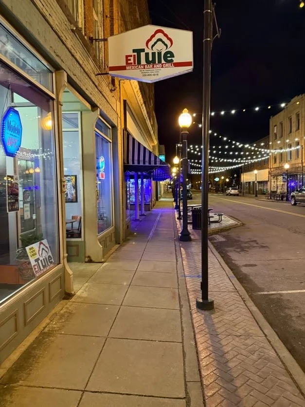 Exterior view of El Tule Mexican Bar and Grill at night