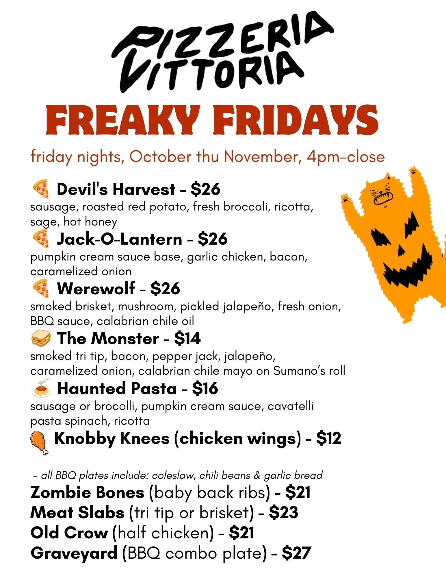 Specialty menu for Fall season
