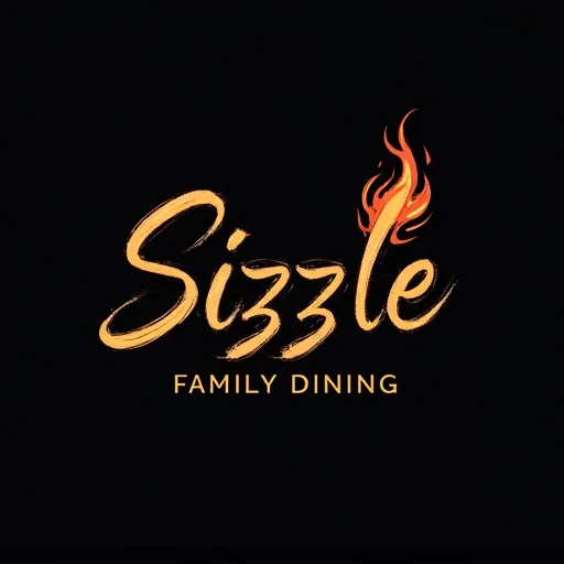 A stylized logo featuring the word 'Sizzle' with flames, indicative of a family dining restaurant.