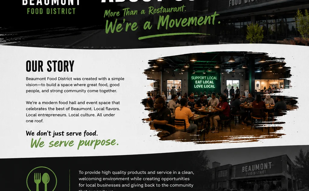 Modern food hall interior with community dining atmosphere
