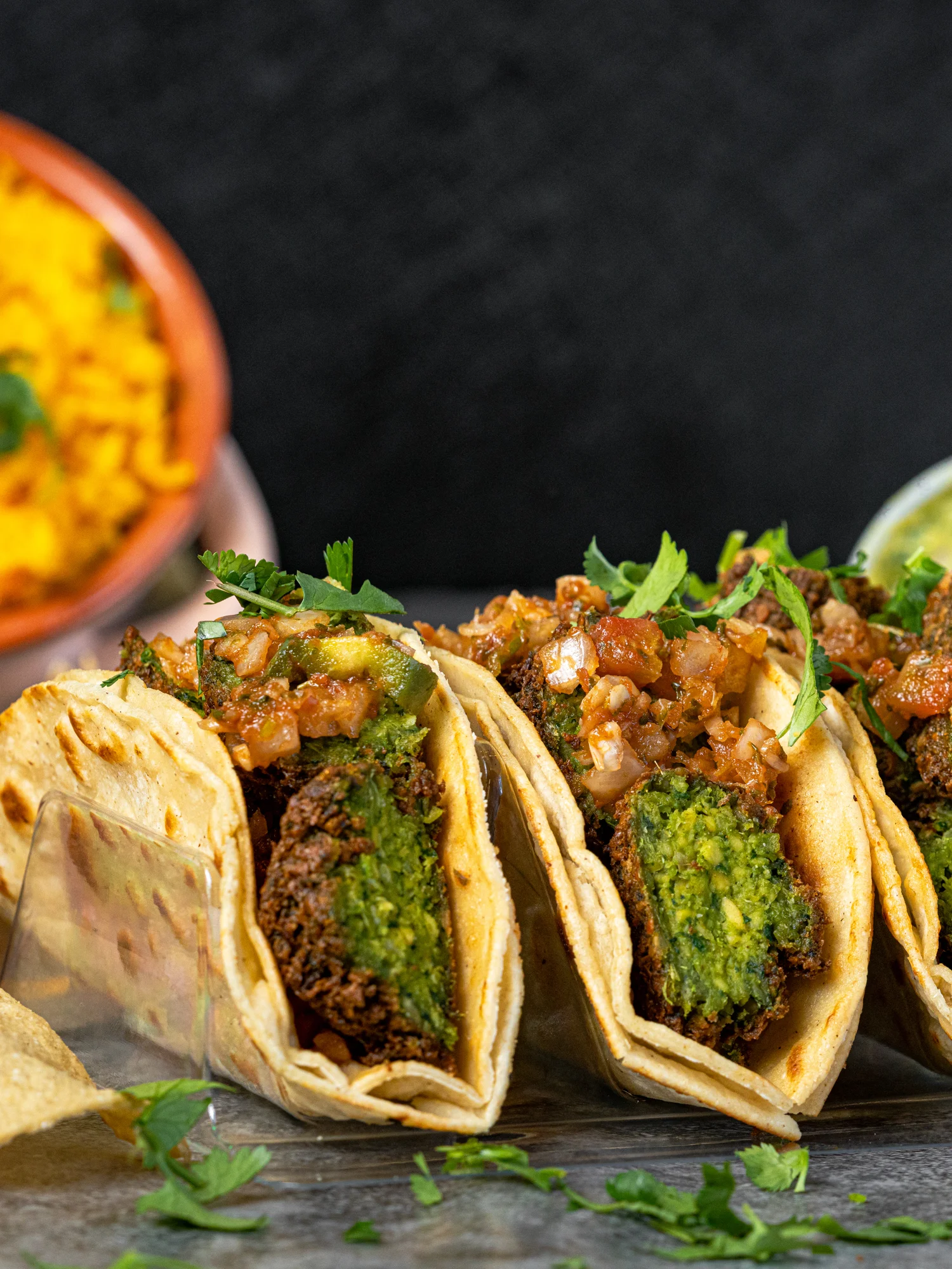 Delicious burrito filled with seasoned meat, rice, beans and fresh toppings from East Coast Street Tacos Brooklyn