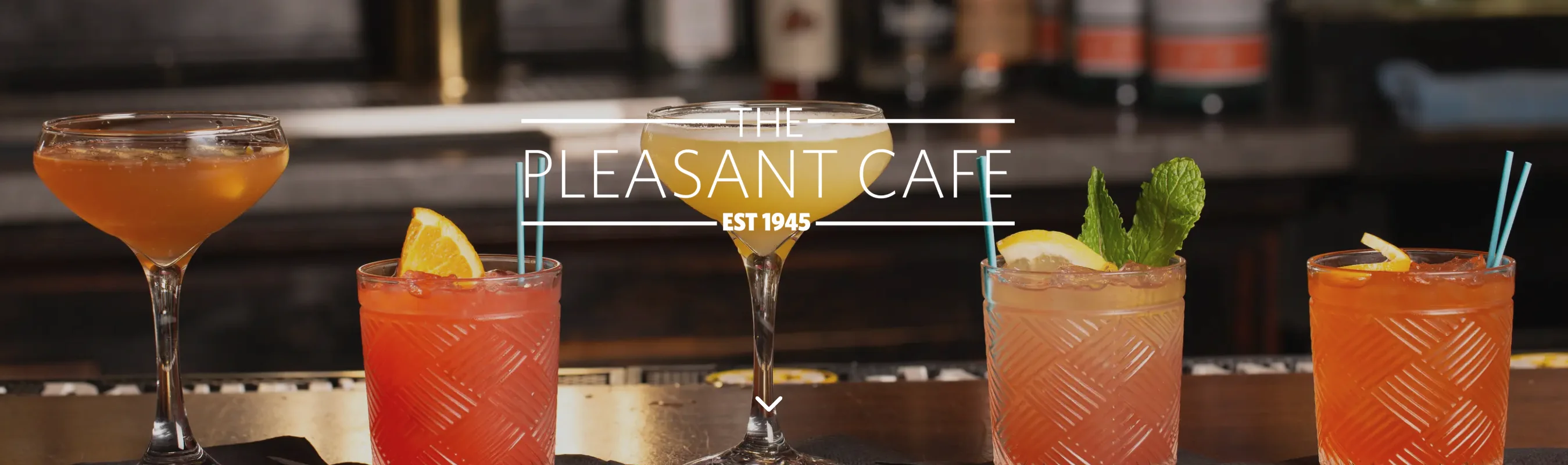 Colorful cocktails at a stylish bar counter