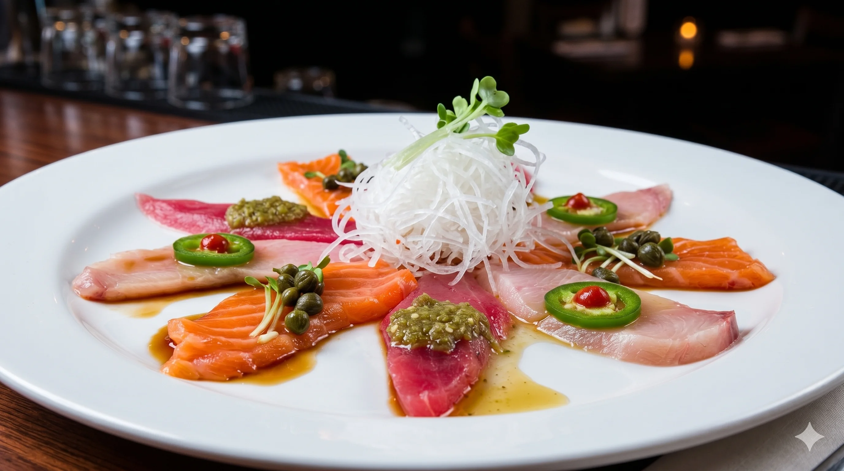 A beautifully arranged table with gourmet dishes and elegant tableware.