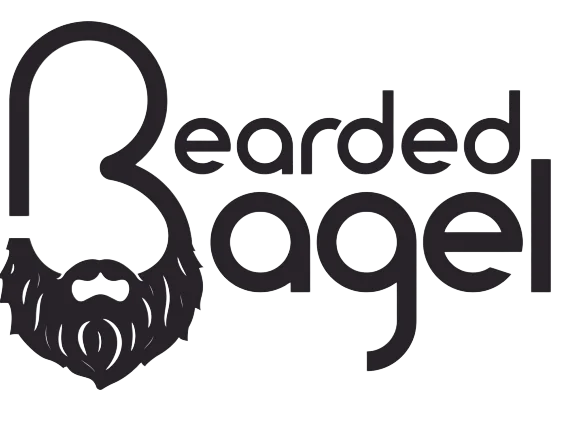 Logo of Bearded Bagel restaurant featuring a beard design