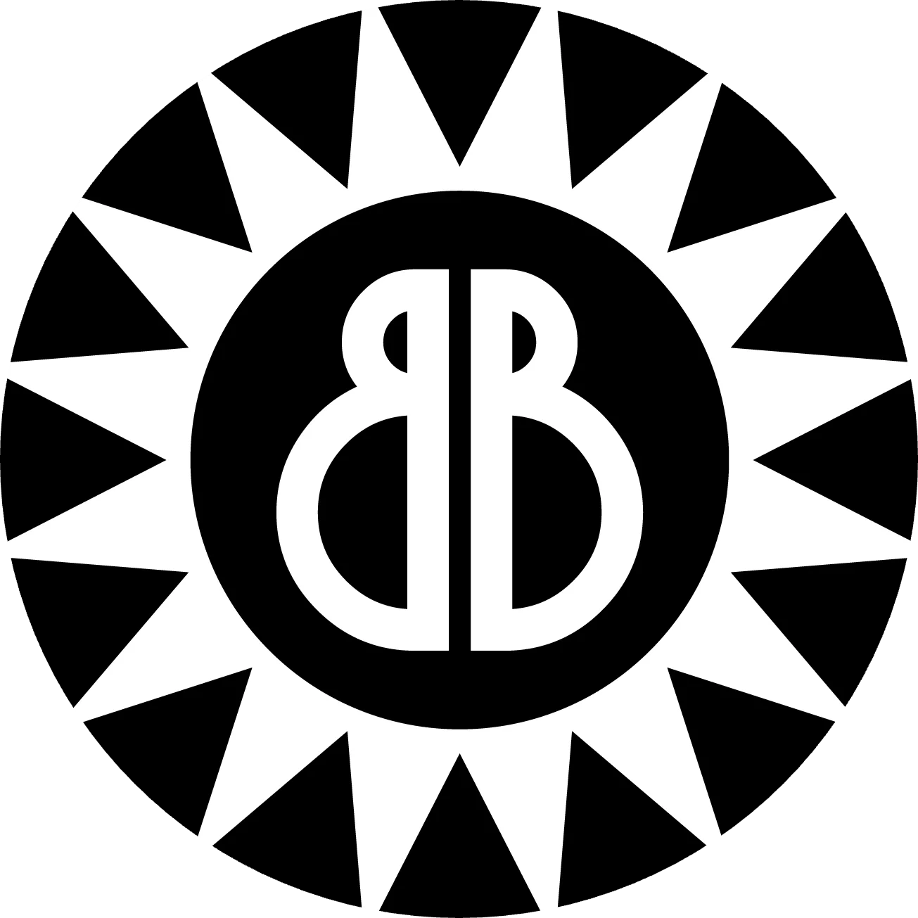 Stylized logo featuring sun and initials in a modern design