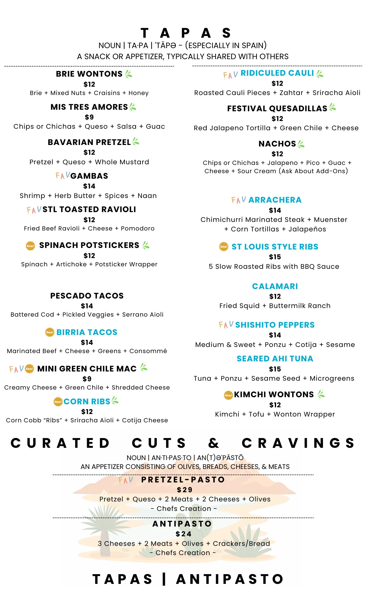 Salud Tapas Menu 2026
