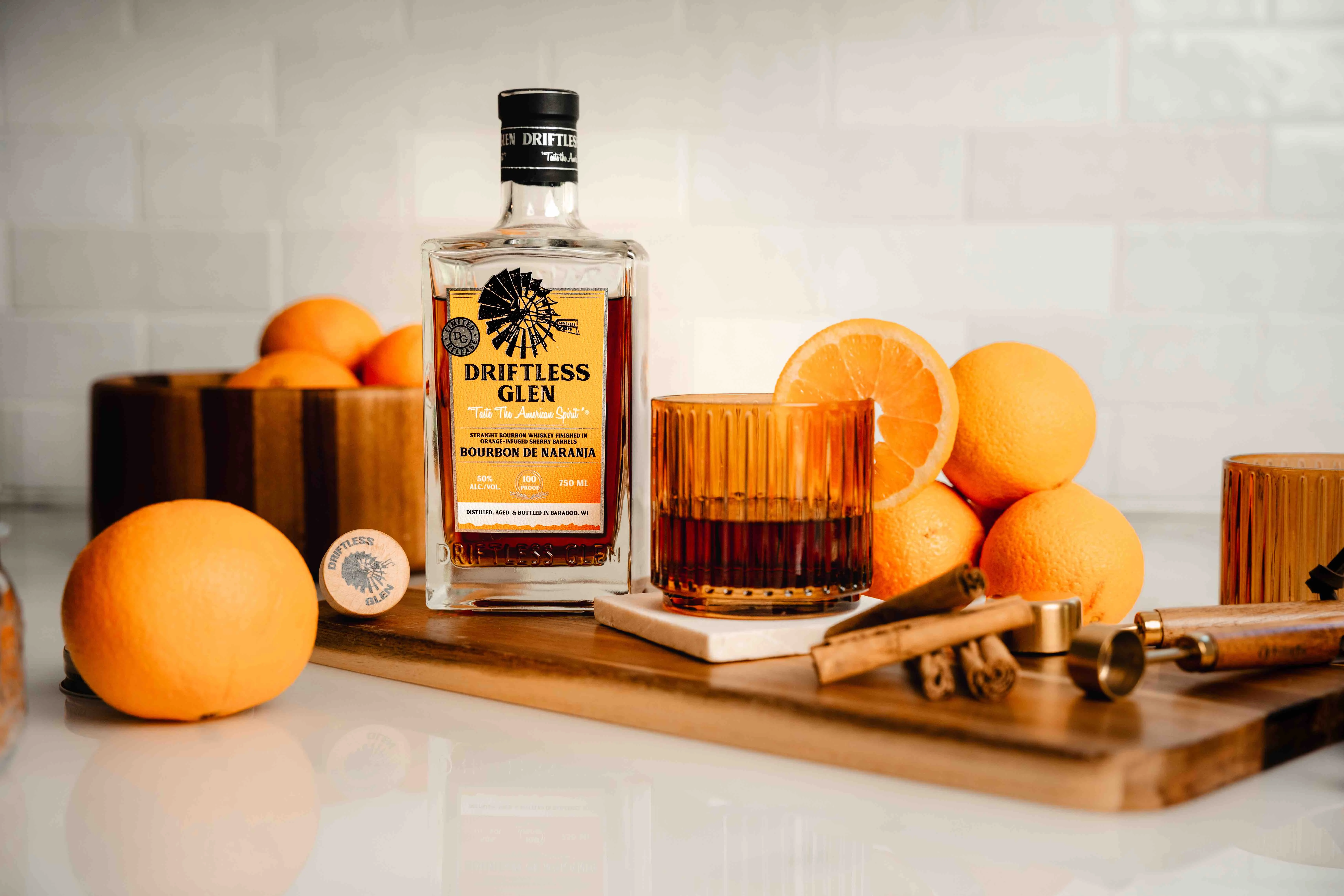 A bottle of Bourbon de Naranja