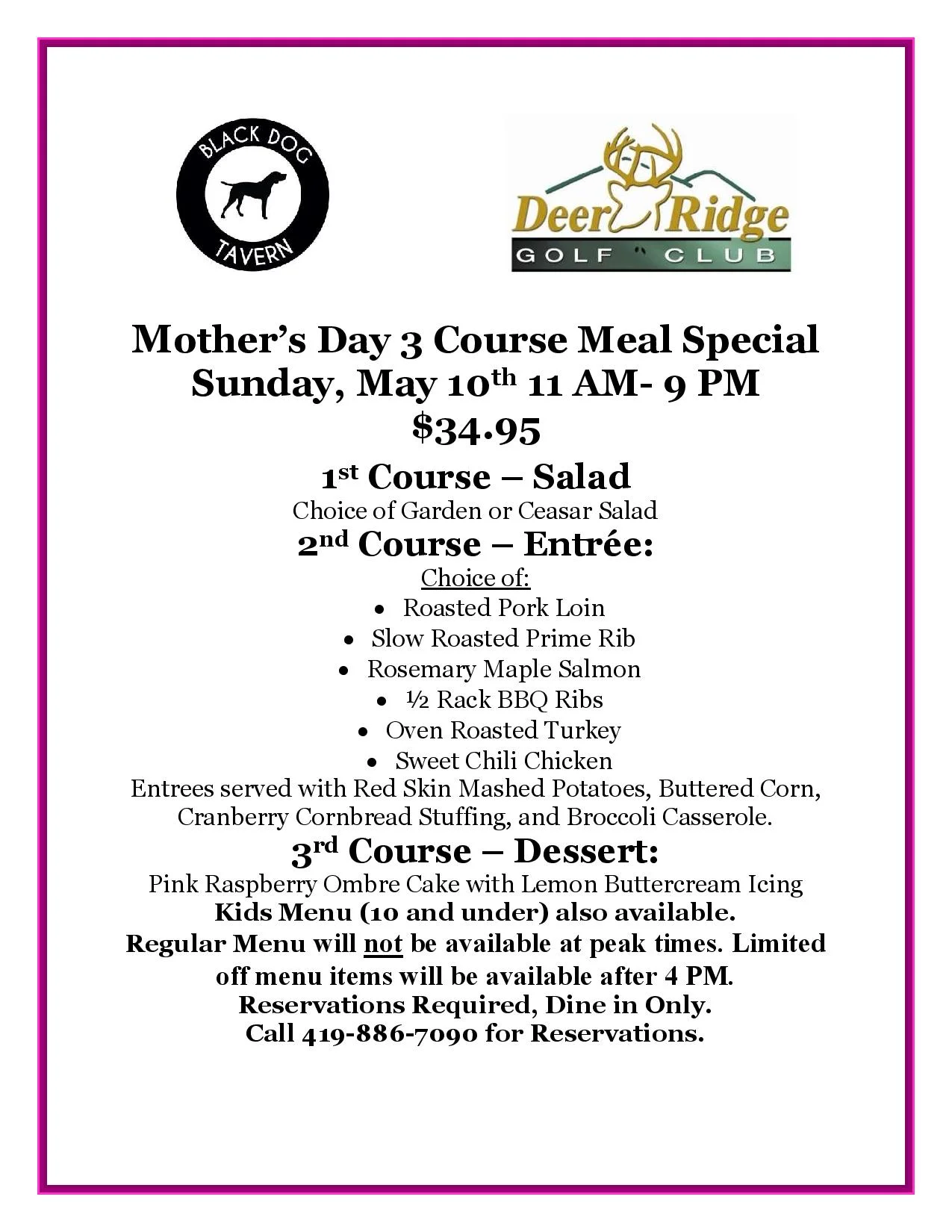 Colorful Easter-themed restaurant menu with decorative elements.