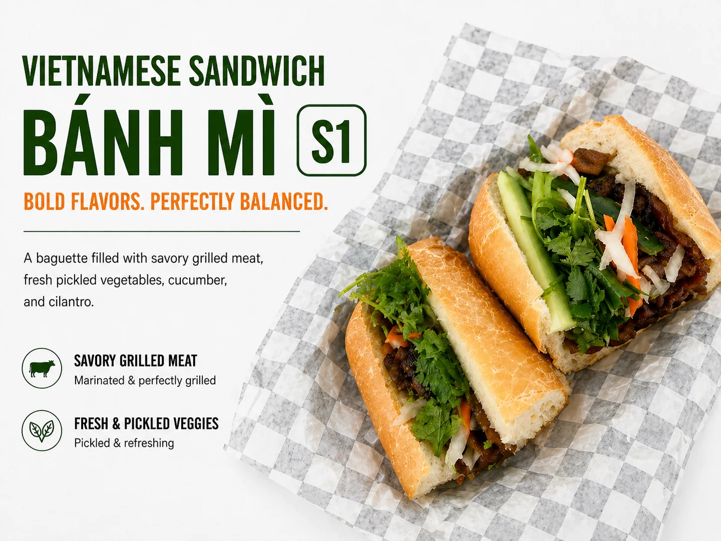 Vietnamese bánh mì sandwich with bold flavors