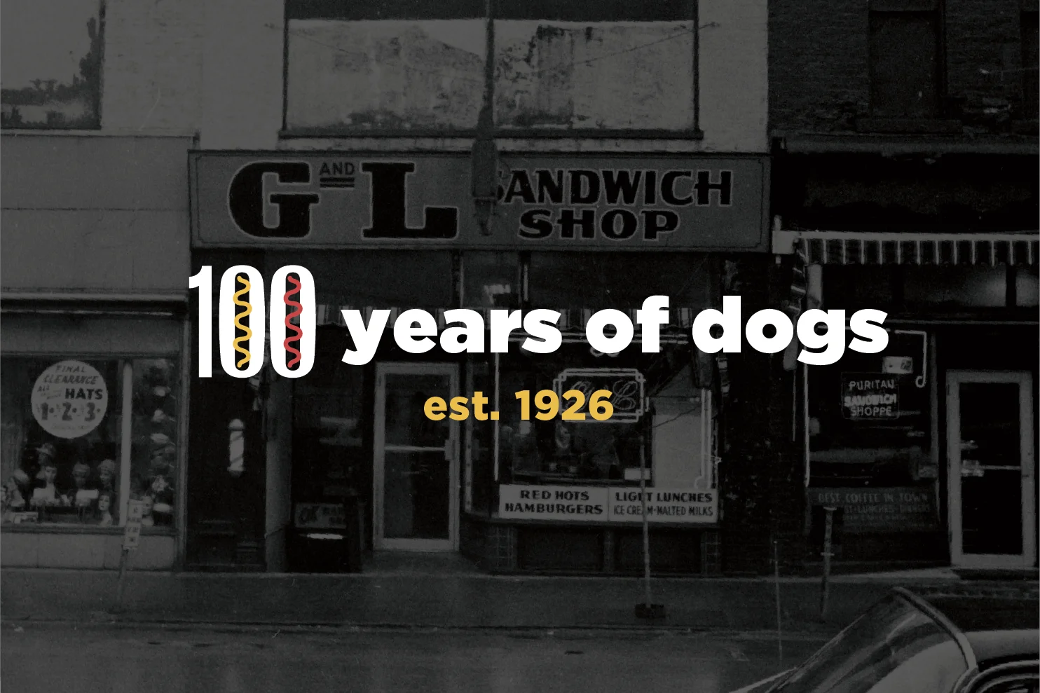 A 100 years of dogs est. 1926 graphic