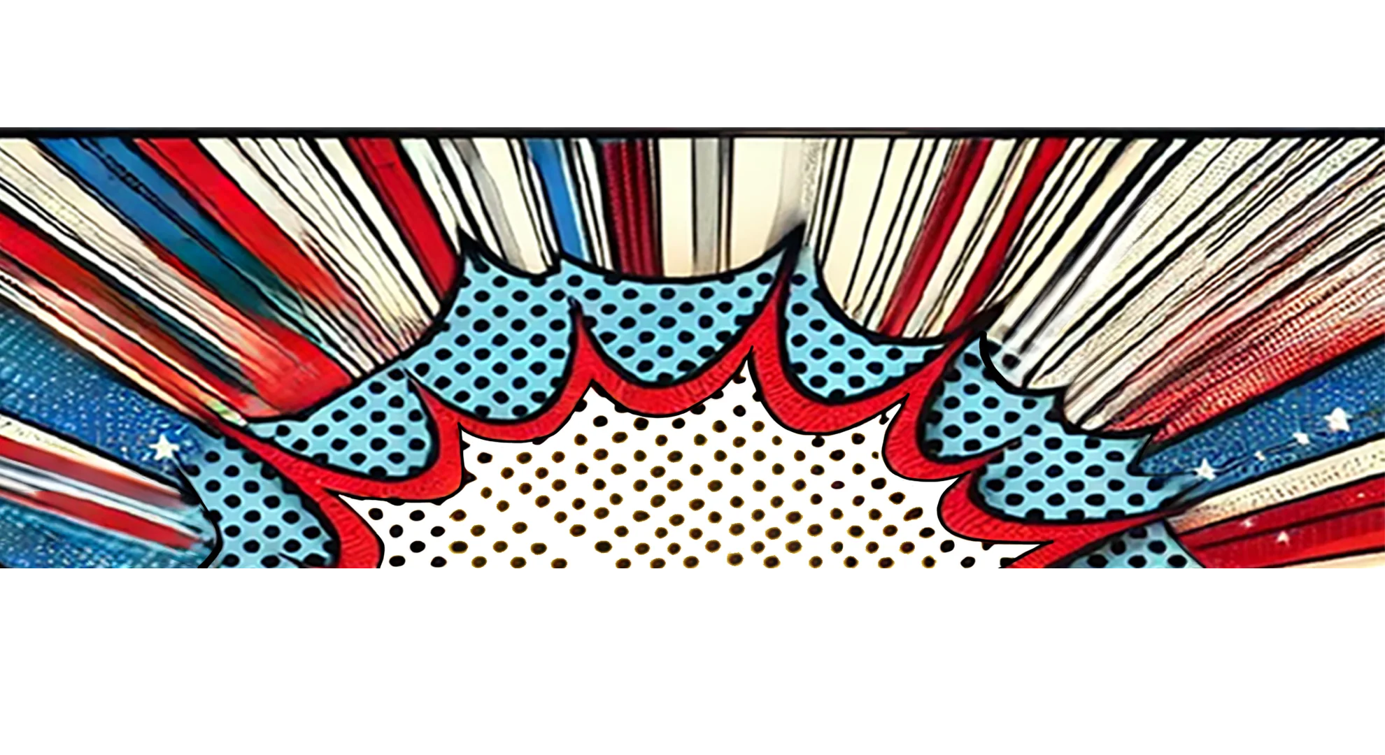 Colorful pop art design with comic-style burst